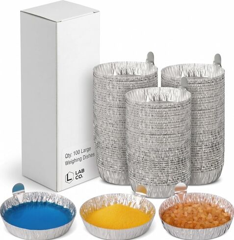 100pcs Aluminum Weighing Boats Liquid Mixing Foil Trays Aluminum Weighing Pan Foil Reusable Chemistry Weighing Pan for Laboratory Equipment Aluminum Foil Pans Labs Supplies in Kuwait