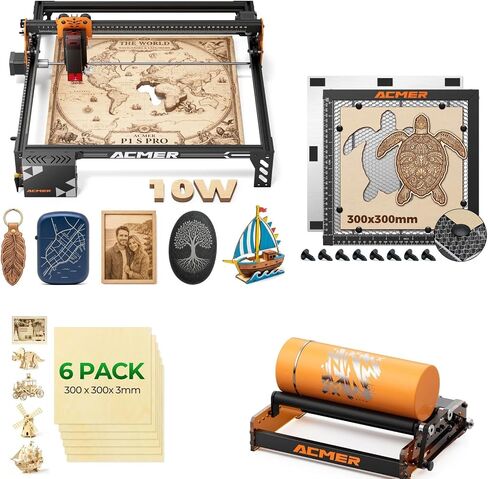 ACMER P1 S Pro 10W (10000mW) Laser Cutter ＆ Engraver Machine,with 380×370mm Large Working Area, WiFi Control, Engraves and Cuts Wood, Acrylic, Leather, Glass, Metal for DIY, Crafts & Small Business in Saudi Arabia