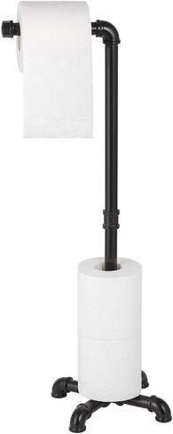 MOOACE Toilet Paper Holder Stand, Industrial Free Standing Bathroom Tissue Paper Roll Dispenser, Black in Kuwait