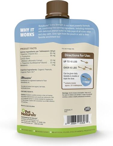 Pet Naturals BusyButter Extra Strength Calming Peanut Butter for Dogs, 6 oz in Kuwait