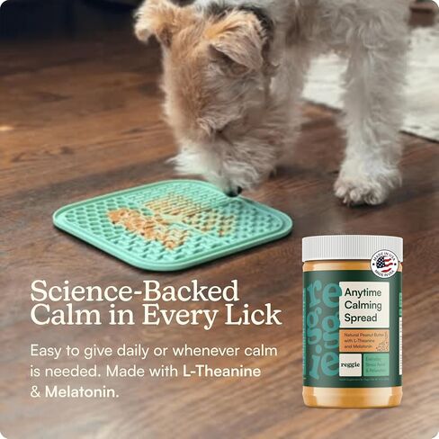 Reggie Calming Peanut Butter for Dogs, 100% Natural Dog Peanut Butter with Melatonin & L-Theanine, Lick Mat Spread for Short-Term Dog Anxiety Relief, Made in USA 16oz in Saudi Arabia