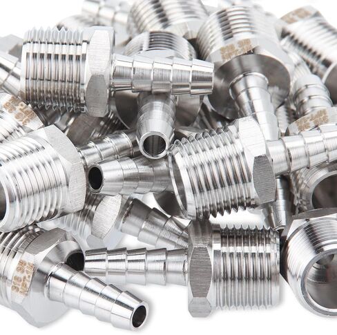 LTWFITTING Bar Production Stainless Steel 316 Barb Fitting Coupler/Connector 1/4" Hose ID x 1/4" Male NPT Air Fuel Water(Pack of 5) in Kuwait