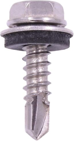 (10 Pcs) #14 x 6" Hex Washer Head Self Drilling Screws with Rubber Washers, Zinc - U-Turn in Kuwait
