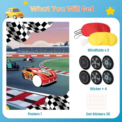 Pin The Wheel On The Car Party Game, 21 X 28 Inches Poster in Kuwait