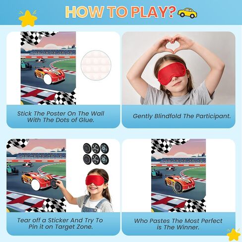 Pin The Wheel On The Car Party Game, 21 X 28 Inches Poster in Kuwait
