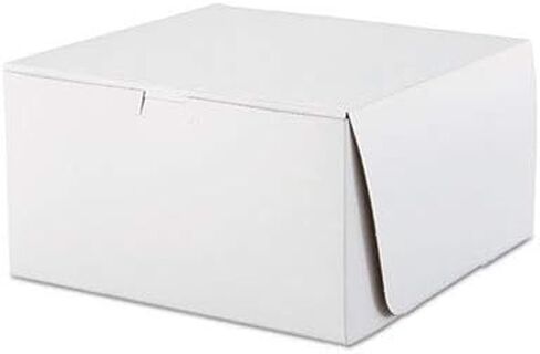 Southern Champion Tray 0977 Premium Clay Coated Kraft Paperboard White Non-Window Lock Corner Bakery Box, 10" Length x 10" Width x 5-1/2" Height (Case of 100) in Kuwait