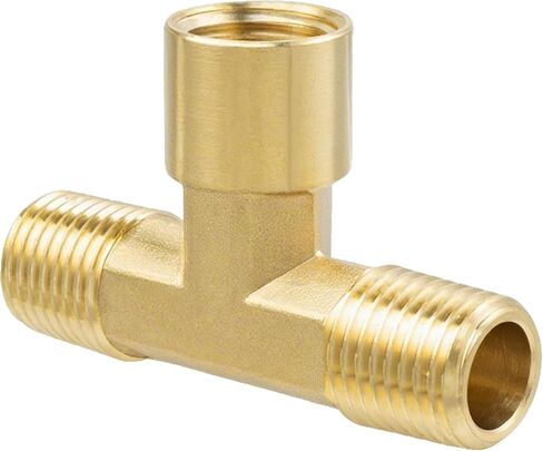 Metalwork Brass Pipe T Fitting Female Brach Tee 1/4" NPT Male x 1/4" NPT Male x 1/4" NPT Female Street Tee（Pack of 2） in Kuwait