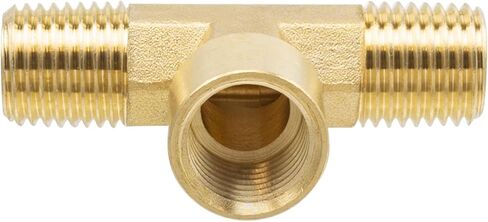 Metalwork Brass Pipe T Fitting Female Brach Tee 1/4" NPT Male x 1/4" NPT Male x 1/4" NPT Female Street Tee（Pack of 2） in Kuwait