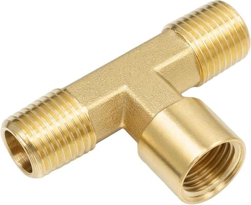 Metalwork Brass Pipe T Fitting Female Brach Tee 1/4" NPT Male x 1/4" NPT Male x 1/4" NPT Female Street Tee（Pack of 2） in Kuwait