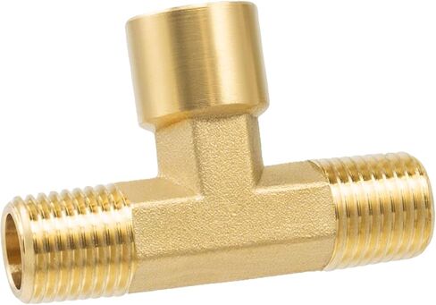 Metalwork Brass Pipe T Fitting Female Brach Tee 1/4" NPT Male x 1/4" NPT Male x 1/4" NPT Female Street Tee（Pack of 2） in Kuwait