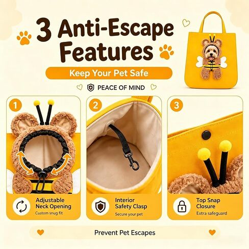 Paw Peek Bag Breathable Canvas Pet Tote Carrier, Head Out Adjustable Neck Travel Bag for Small Cat Dog Outdoor in Kuwait