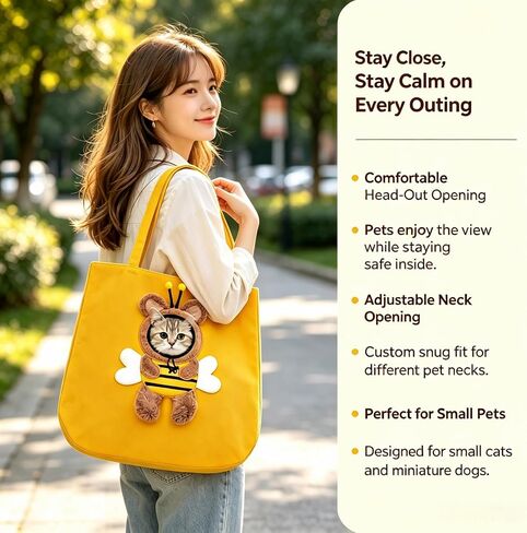 Paw Peek Bag Breathable Canvas Pet Tote Carrier, Head Out Adjustable Neck Travel Bag for Small Cat Dog Outdoor in Kuwait