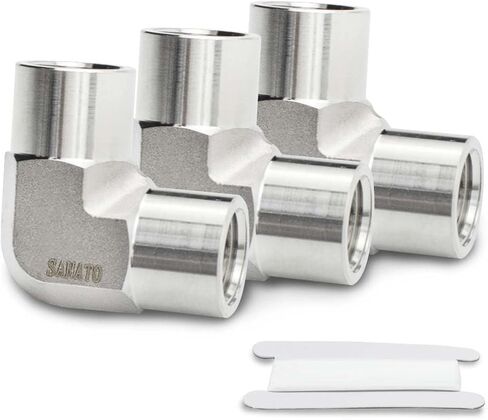 SANATO 1 قطعة 304 الفولاذ المقاوم للصدأ تزوير أنثى إلى ذكر الكوع موصل، 3/8 "NPT أنثى إلى 3/8" NPT ذكر تركيبات الأنابيب الملولبة in Kuwait