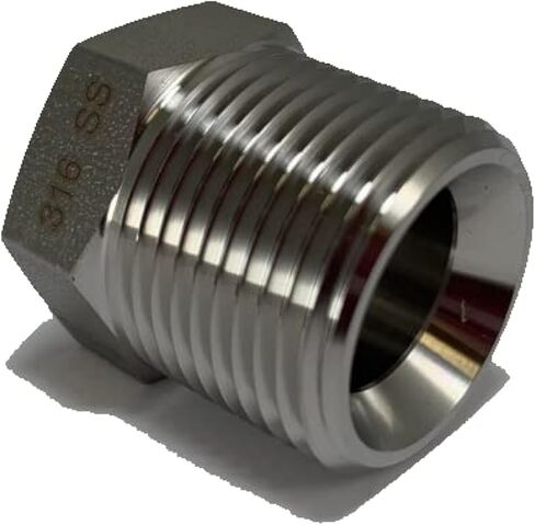 316 Stainless Steel 1/8 Inch NPT Male Taper Thread Hex End Plug for Air, Liquid, Water, Oil or Hydraulic Fitting - Industrial Air Tool Hose or Pipe Connections 316SS in Kuwait