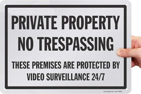 SmartSign Private Property No Trespassing, Video Surveillance Sign Pack of 2, 12" x 18", 80 mil Thick Aluminum Composite (ACM), Black White, USA Made in Kuwait