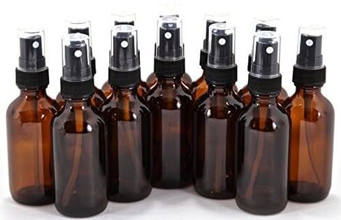 Vivaplex 12, Amber, 2 oz Glass Bottles, with Black Fine Mist Sprayers in Saudi Arabia