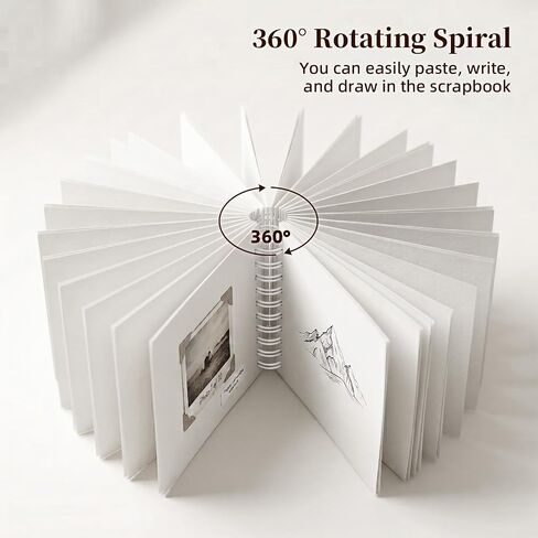 Small Scrapbook Album, Portable Small Scrapbook 7x7 Inches, 40 Pages, 360° Rotating Spiral Mini Scrapbook for 4"x6" Photos, Scrapbooking for Drawing, Collage, Doodling, DIY, Photos and Tickets in Saudi Arabia