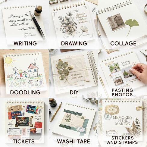 Small Scrapbook Album, Portable Small Scrapbook 7x7 Inches, 40 Pages, 360° Rotating Spiral Mini Scrapbook for 4"x6" Photos, Scrapbooking for Drawing, Collage, Doodling, DIY, Photos and Tickets in Saudi Arabia