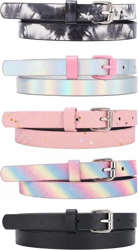Belts for Girls 3 Pack Teen Kids Fashion Preffered PU Leather Glitter Belt Fit Pant 19"-30" in Saudi Arabia