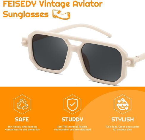 FEISEDY Kids Polarized Sunglasses Rubber Trendy Pilot for Boys Girls Age 3-14 UV400 Sport Outdoor Toddler B2789 in Kuwait