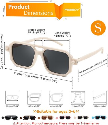 FEISEDY Kids Polarized Sunglasses Rubber Trendy Pilot for Boys Girls Age 3-14 UV400 Sport Outdoor Toddler B2789 in Kuwait