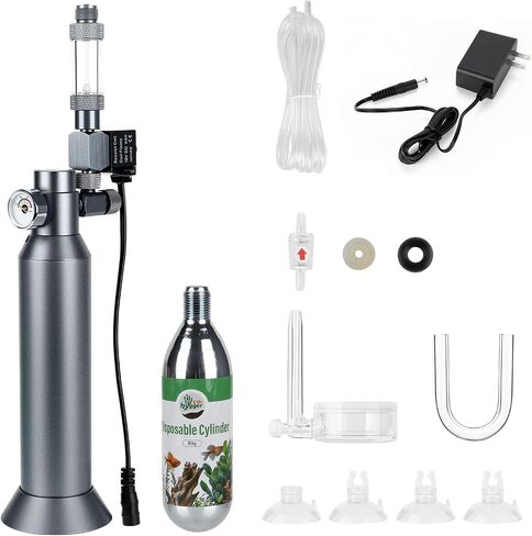Desktop CO2 Regulator with 80g Disposable CO2 Cartridge with Solenoid Valve, Complete Aquarium CO2 System, Compatible with 5/8" Threaded for Nano Aquariums in Kuwait