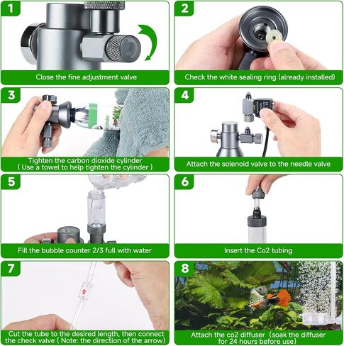 Desktop CO2 Regulator with 80g Disposable CO2 Cartridge with Solenoid Valve, Complete Aquarium CO2 System, Compatible with 5/8" Threaded for Nano Aquariums in Kuwait