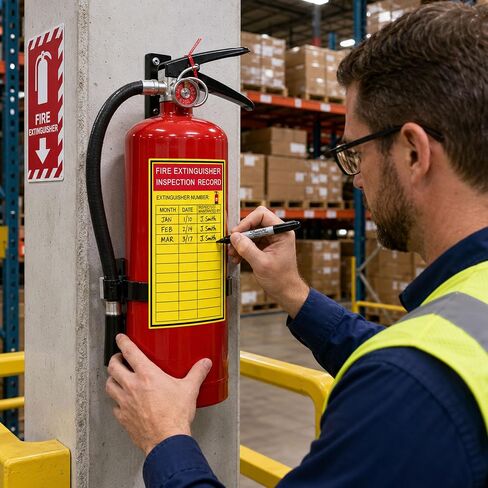 Monthly Fire Extinguisher Inspection Tags Stickers Safety Stickers 3x5 Inch Year Maintenance Extinguisher Recharge and Inspection Record Labels Inventory Sticker 60Pcs Check Record Vinyl Sticker Label in Kuwait