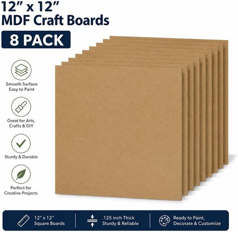 8 Pack MDF Craft Board 12 X 12 X .125 inch in Kuwait
