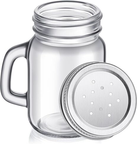 24 Pieces Glass Salt and Pepper Shakers Clear Mason Jar Mini Salt Shakers for Kitchen with Metal Lid and Handles for Kitchen Table Drinkware Home Accessories, 4 oz in Kuwait