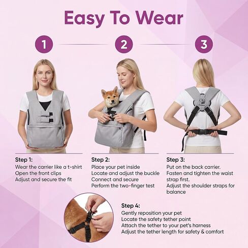 Dog Carrier Sling for Small Dogs, Front Dog Carrier Backpack with Adjustable Fit, Hands-Free Pet Sling Carrier with Removable Washable Mat, Padded Shoulder Straps & Waist Support for Puppies and Cats in Kuwait
