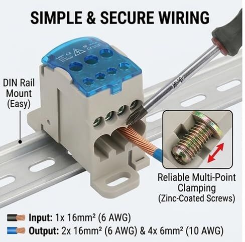 UKK-80A Block Rail Type Distribution Box Din Rail Terminal Block Electric Wire Connector Universal Power Junction Box in Kuwait