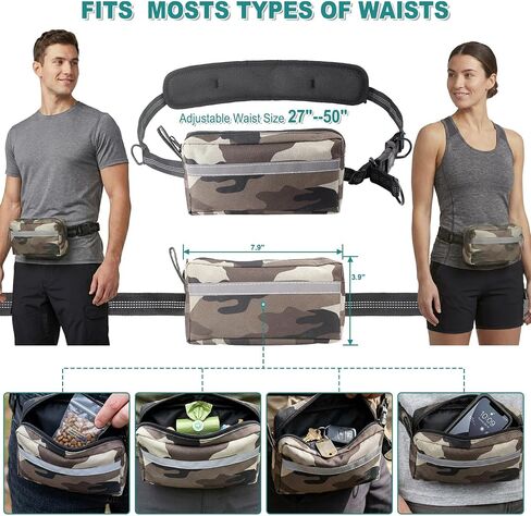 Upgrade Hands Free Double Dog Leash for 2 Dogs with Thickened Waist Pad, Adjustable Waist Leash for Dog Walking with 360° Swivel Double Safety Lock, Fanny Pack, Heavy Duty Bungee for Medium Large Dogs in Saudi Arabia