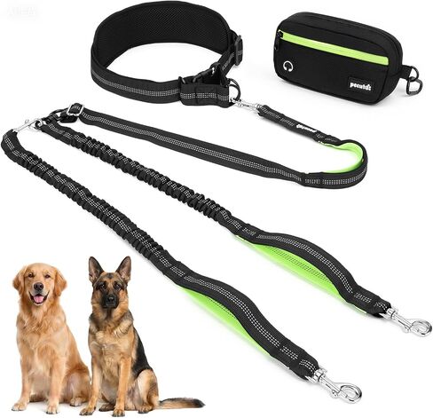 Pecute Heavy Duty Hands Free Dog Leash for Large Breeds with Waist Pouch in Saudi Arabia