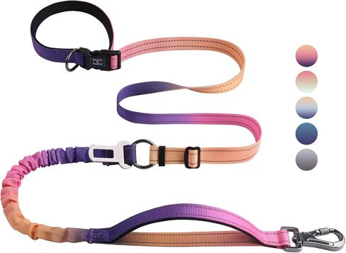Roses&Poetry Hands Free Dog Leash for Medium Large Dogs Heavy Duty, No Pull Bungee Dog Running Waist Leash for Walking Training with Car Seatbelt 4-6FT in Saudi Arabia