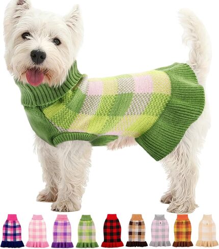 Dog Sweater Dress Plaid Knitwear for Medium Dogs Girl Christmas Clothes in Saudi Arabia