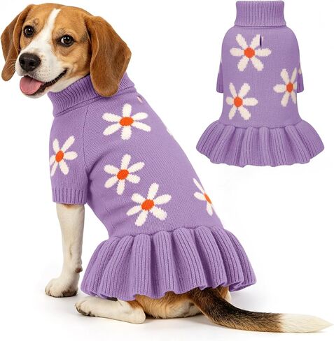 YUDODO Bowknot Dog Sweater Dress for Small Dogs Girl, Stretchy Pet Clothes in Saudi Arabia