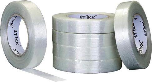 6 pack STIKK 1" inch Clear Fiberglass Reinforced Filament Strapping Packing Palletizing Tape (.94in 24MM) in Kuwait