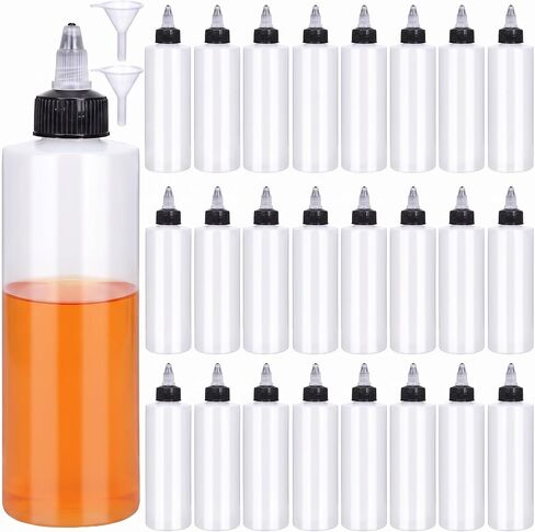Honeydak 30 Pack Plastic Squeeze Bottles Boston Empty Dispensing Bottles Lab Dispensing Bottles with Twist Top Cap 2 Pcs Funnel for Liquids Inks Oil Sauce Condiments Arts and Crafts (White, 4 oz) in Kuwait