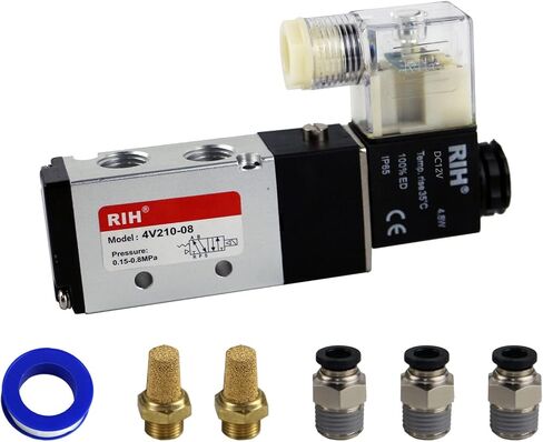 Pneumatics Solenoid Valve 4V210-08 12V/24V/110V Series Single Coil Pilot-Operated Electric 2 Position 5 Way Connection Type (DC12V/Junction Box, 1/4"NPT) in Kuwait