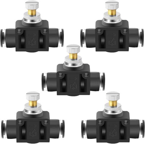 Beduan 3/8" x 3/8" Tube OD Air Flow Control Valve with Push-to-Connect Fitting Speed Controller Union Straight SCF-3/8 (Pack of 5) in Kuwait