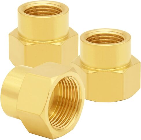 3PCS Brass Reducer Adapter, 3/8" NPT Male to 3/4" NPT Male Thread, Hex Reducing Pipe Fitting Coupler Nipple Connector for Water/Oil/Gas in Kuwait