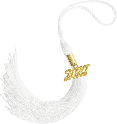 2027 Graduation Tassel, Graduation Tassel White 2027 Grad Cap Tassels for Graduate Cap Hat Decorations with 2027 Year Gold Charm for Graduations Ceremonies Accessories in Kuwait