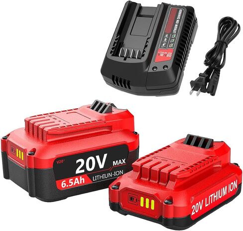 AYTXTG 2Pack 3500mAh&6500mAh V20 Batteries for Craftsman 20V Max Battery CMCB202 CMCB204 CMCB206 + CMCB104 for Craftsman V20 Fast Charger in Kuwait