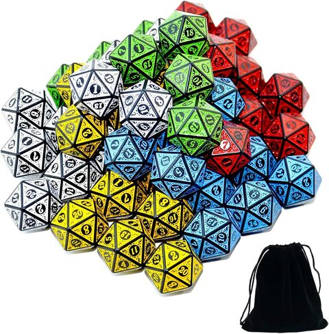 SmartDealsPro 50-Pack D12 12 Sided Dice Polyhedral Dice with Pouch for DND RPG MTG Table Game (D12, Mix Color) in Kuwait