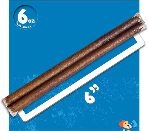 Jack&Pup 6 Inch Bully Sticks, Single Ingredient Long Lasting Dog Chews (6 oz, 5-7 Sticks) Pizzle Sticks for Dogs in Kuwait