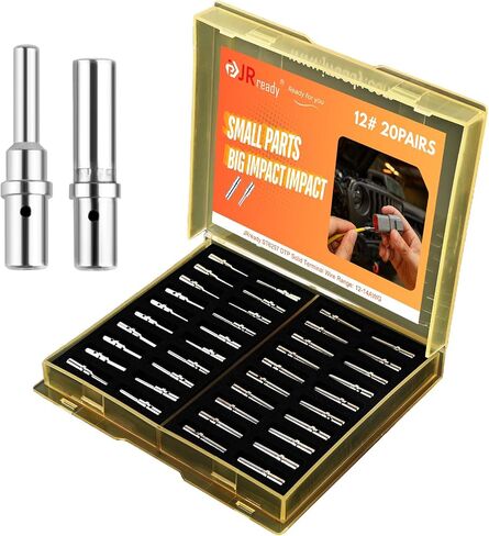 JRready ST6257 DTP حجم البرميل الصلب 12 اتصالات DTP مجموعة طرفية موصل 20 قطعة دبابيس ذكر 0460-204-12141 و20 قطعة مقابس أنثى 0462-203-12141 لحجم السلك من 12 إلى 14 awg in Kuwait