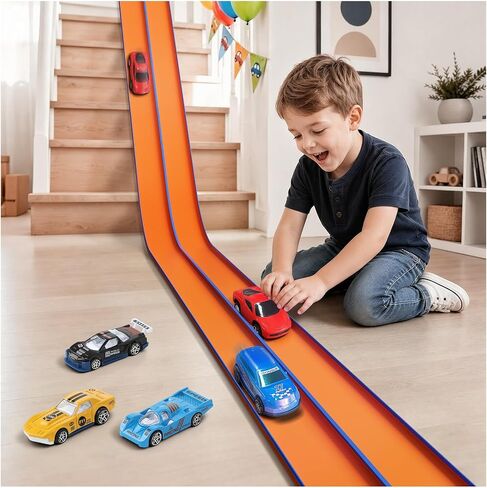 3-Lane Flexible Race Track, Bendable Car Track Playset Toy in Saudi Arabia