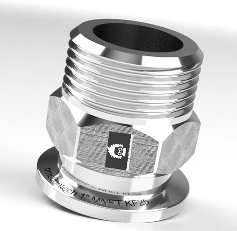 1/2" MNPT x KF25 flange fitting adapter with stainless steel centering ring (ISO-KF KF25 QF25 NW25) (1/2" MNPT KF25 with a centering ring) in Kuwait