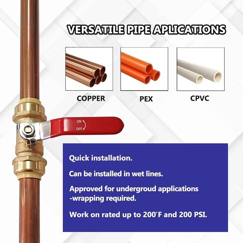 HQMPC Pex Ball Valve 2 Sets 1/2" Push in Ball Valve Shut Off Valve Plubing Pex Ball Valve Push Valve(2Sets, 1/2") in Kuwait